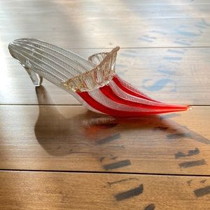 Venetian Lattacino Italian ribbon Glass Slipper